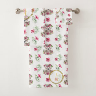 Kinderzimmer-Saal für Blumenmuster-SLOTH Monogram- Badhandtuch Set