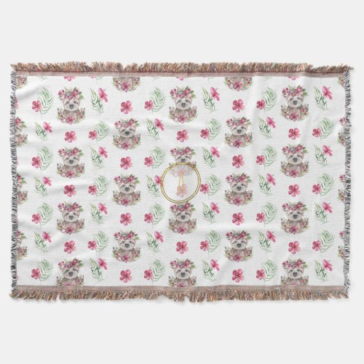 Kinderzimmer-Saal für Blumenmuster-SLOTH Monogram- Decke (Vorderseite)