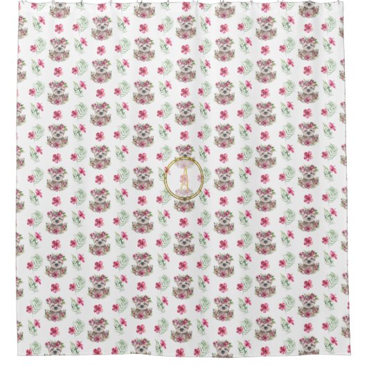 Kinderzimmer-Saal für Blumenmuster-SLOTH Monogram- Duschvorhang (Vorderseite)