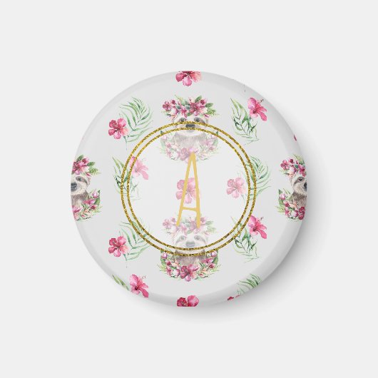 Kinderzimmer-Saal für Blumenmuster-SLOTH Monogram- Magnet (Vorne)