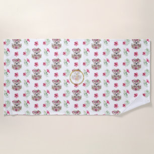 Kinderzimmer-Saal für Blumenmuster-SLOTH Monogram- Strandtuch