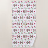 Kinderzimmer-Saal für Blumenmuster-SLOTH Monogram- Strandtuch (Vorderseite)