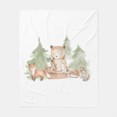 Kinderzimmer Schlafzimmer mit Aquarell Woodland Fo Fleecedecke (Vorderseite)