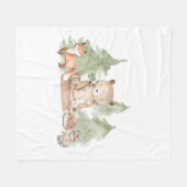 Kinderzimmer Schlafzimmer mit Aquarell Woodland Fo Fleecedecke (Vorderseite (Horizontal))