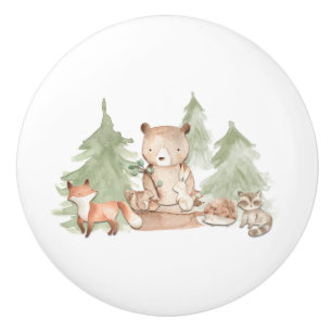 Kinderzimmer Schlafzimmer mit Aquarell Woodland Fo Keramikknauf