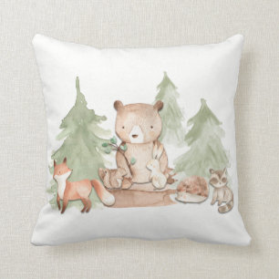 Kinderzimmer Schlafzimmer mit Aquarell Woodland Fo Kissen