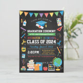 Kinderzimmer School Abschluss - Feier Einladung (Stehend Vorderseite)