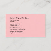 Kinderzimmer-Schultagessorgfalt Visitenkarte (Rückseite)