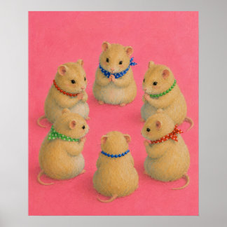 Kinderzimmer-Spielzimmer-Hamster-Treffen-Illustrat Poster
