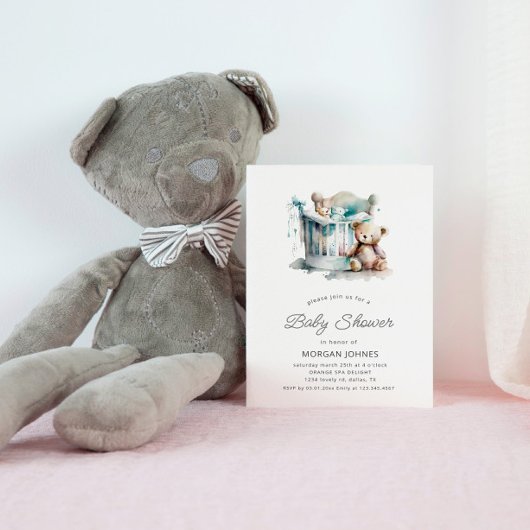 Kinderzimmer Teddy Bear Babydusche Einladung
