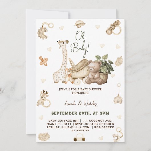 Kinderzimmer Toys Babydusche Einladung (Vorderseite)