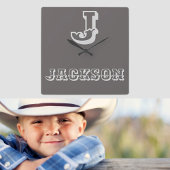 Kinderzimmer-Uhr für den Rustikalen Monogramm-Boy Quadratische Wanduhr