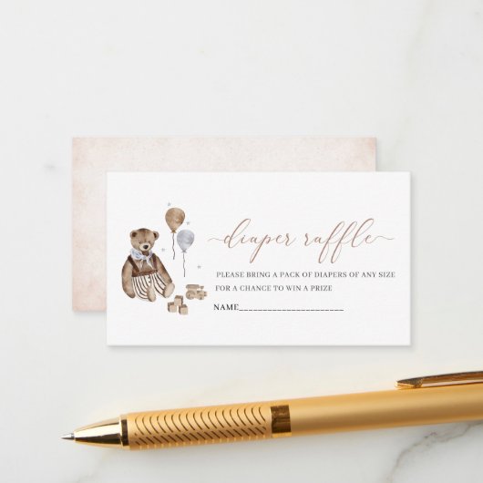 Kinderzimmer Vintag Teddy Bear Babydusche Begleitkarte (Vorderseite/Rückseite Beispiel)