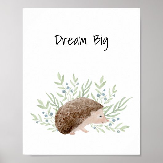Kinderzimmer Wall Art Baby Igel Dream Big Poster (Vorne)