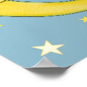 Kinderzimmer Wall Art Moon Stars Gelbes blaues Pos Poster (Ecke)