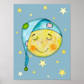 Kinderzimmer Wall Art Moon Sun Stars Gelbes blaues Poster (Vorne)