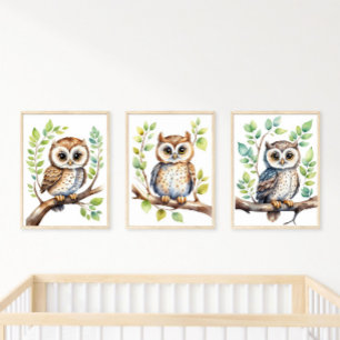 Kinderzimmer Wall Art Owls, Gender Neutral Gift Ba Bilderwand Sets