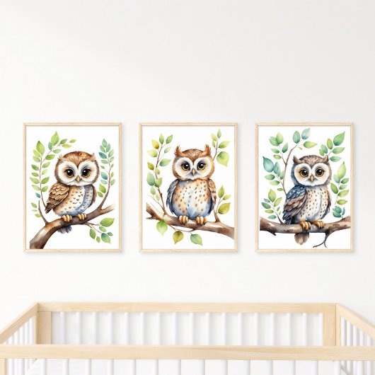 Kinderzimmer Wall Art Owls, Gender Neutral Gift Ba Bilderwand Sets