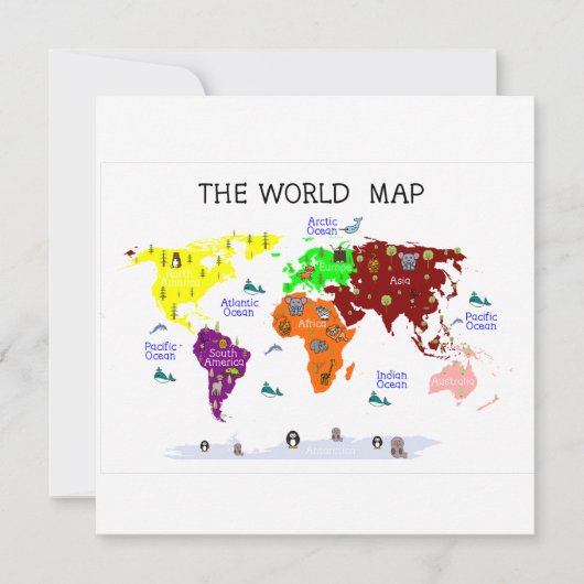 Kinderzimmer Wall Art, World Map Print, Chart Mitteilungskarte (Vorderseite)