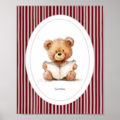 Kinderzimmer-Wandbild mit Wunschname - Teddy liest Poster (Vorne)