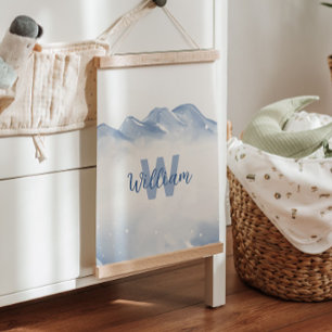 Kinderzimmer-Wanddekor für den ersten Winter Monog Wandteppich Mit Holzrahmen