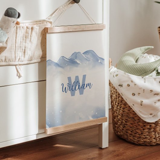 Kinderzimmer-Wanddekor für den ersten Winter Monog Wandteppich Mit Holzrahmen