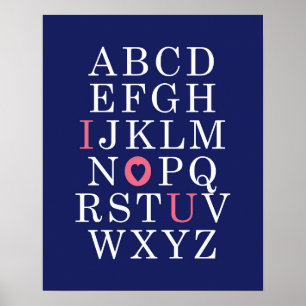 Kinderzimmer-Wandkunst Alphabet Rosa Baby Mädchen Poster