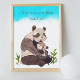 Kinderzimmer "Watercolor Blue Sky Panda Bear & Cub Poster