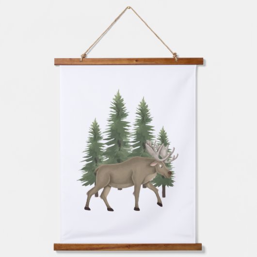 Kinderzimmer Woodland Animal Moose Wand Deco Wandteppich Mit Holzrahmen (Vorderseite)