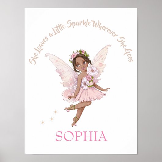Kinderzimmer Zitat Niedlich Fairy Pink Dark Haar P Poster (Vorne)