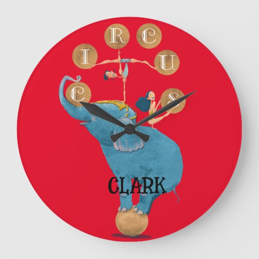 Kinderzimmer zum Thema Kinderzirkus Große Wanduhr (Vorderseite)