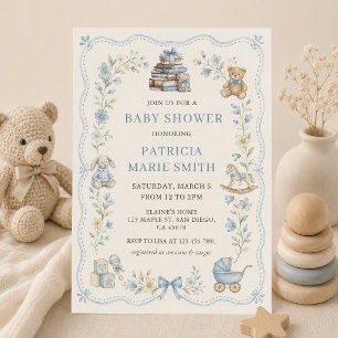 Kinderzimmerspielzeug Blaue Florale Babyparty-Einl Einladung