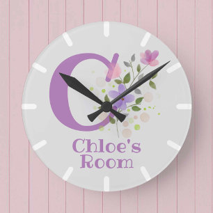 Kinderzimmeruhr mit Name Chloe Runde Wanduhr
