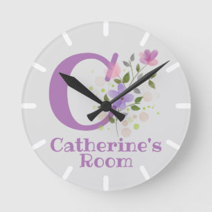 Kinderzimmeruhr mit Namen Catherine Runde Wanduhr