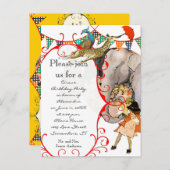 Kinderzirkus Elephant Peacock Giraffe-Party Einladungspostkarte (Vorne/Hinten)