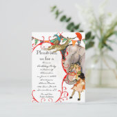 Kinderzirkus Elephant Peacock Giraffe-Party Einladungspostkarte (Stehend Vorderseite)
