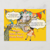 Kinderzirkus Elephant Peacock Giraffe-Party Einladungspostkarte (Rückseite)