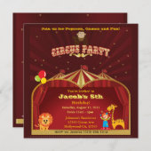 Kinderzirkus Geburtstagspartei Einladung (Vorne/Hinten)