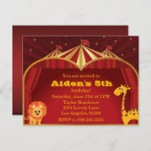 Kinderzirkus zum Geburtstag Einladung (Vorne/Hinten)