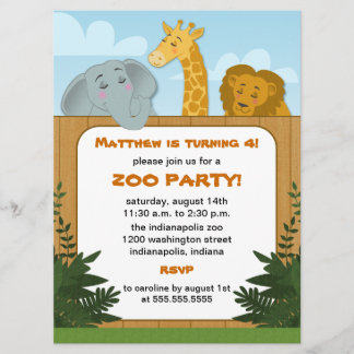 Kinderzoo-Geburtstags-Party Einladungen