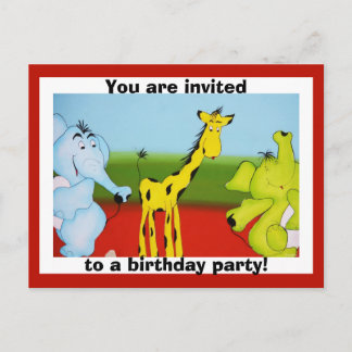 Kinderzoo zum Cartoon zum Geburtstag Einladungspostkarte