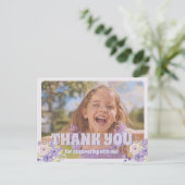 Kindes Dankeschön Lila Blumenmuster Postkarte (Stehend Vorderseite)
