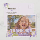 Kindes Dankeschön Lila Blumenmuster Postkarte (Vorne/Hinten)