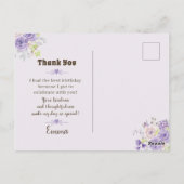 Kindes Dankeschön Lila Blumenmuster Postkarte (Rückseite)