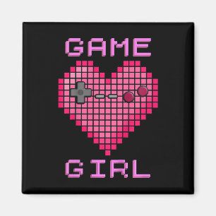 Kindes Video Game Girl Retro Gaming Pixel Herz Con Magnet