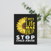 Kindesmissbrauch Bewusstsein Sonnenblumen jeden Le Postkarte (Stehend Vorderseite)