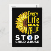 Kindesmissbrauch Bewusstsein Sonnenblumen jeden Le Postkarte (Vorne/Hinten)