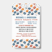 Kindesnotausweis Football Pattern Kinder Foto Ausweis (Back)