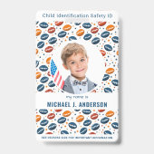 Kindesnotausweis Football Pattern Kinder Foto Ausweis (Front)