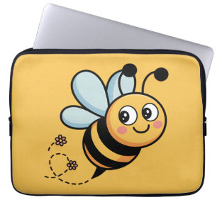 Kindgerechte Bienenmaskottchen mit gepunkteter Spu Laptopschutzhülle